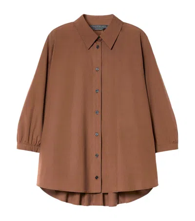 Marina Rinaldi Cotton Tunic Shirt In Brown