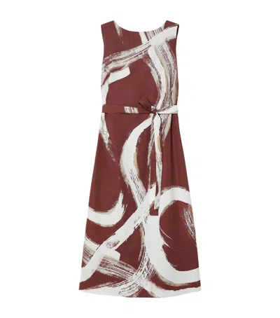 Marina Rinaldi Cotton Watercolour Midi Dress In Brown