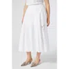 Marina Rinaldi Cremona Embroidered Cotton Midi Skirt In Optical White