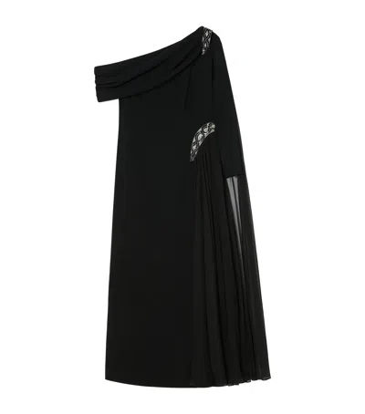 Marina Rinaldi Crepe One-shoulder Maxi Dress In Black