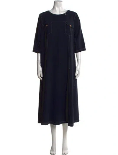 Pre-owned Marina Rinaldi Crew Neck Long Dress In Black