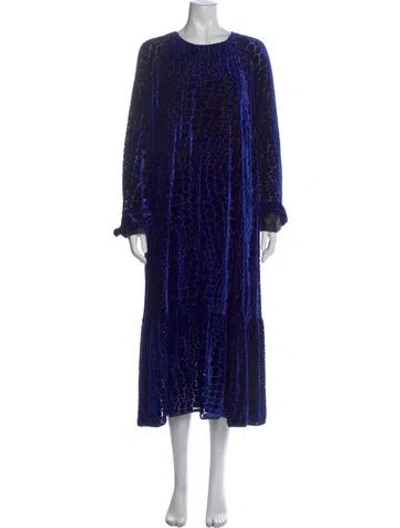 Pre-owned Marina Rinaldi Crew Neck Long Dress In Blue