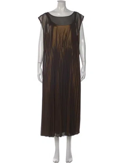 Pre-owned Marina Rinaldi Crew Neck Long Dress W/ Tags In Brown