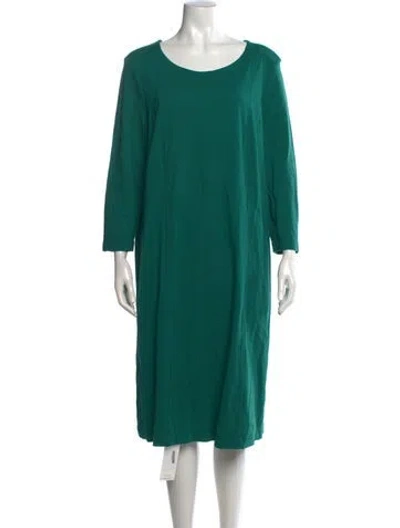 Pre-owned Marina Rinaldi Crew Neck Midi Length Dress W/ Tags In Green