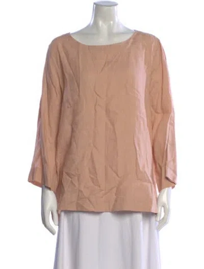 Pre-owned Marina Rinaldi Crew Neck Three-quarter Sleeve Top In Pink