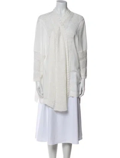 Pre-owned Marina Rinaldi Crochet Trim Robe In Neutral