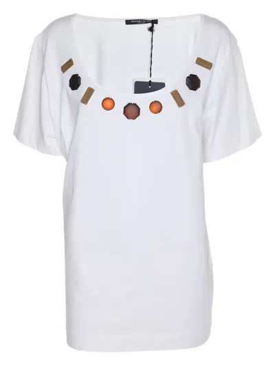 Pre-owned Marina Rinaldi Crystal-print T-shirt In White