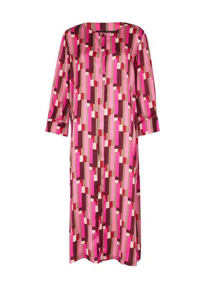 Marina Rinaldi Damina Pink Printed Satin Midi Dress