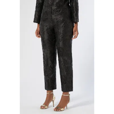 Marina Rinaldi Demetra Metallic Floral Jacquard Pants In Multi