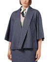 Marina Rinaldi Denim Effect Blazer In Gray