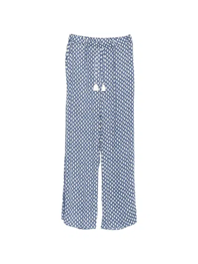 Marina Rinaldi Diamond Tassel Trousers In Blue