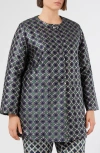Marina Rinaldi Dinda Geometric Jacquard Jacket In Blue