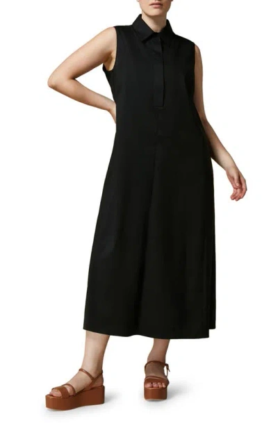 Marina Rinaldi Dire Sleeveless Maxi Poplin Shirtdress In Black