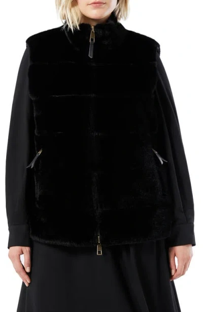 Marina Rinaldi Disegno Reversible Faux Fur Vest In Black