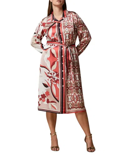 Marina Rinaldi Divinita Printed Satin Midi Dress In Red, White