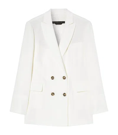 Marina Rinaldi Double-breasted Fox Blazer In White