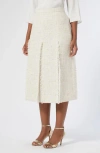 Marina Rinaldi Eburnea Metallic Tweed Mixed Media Skirt In White