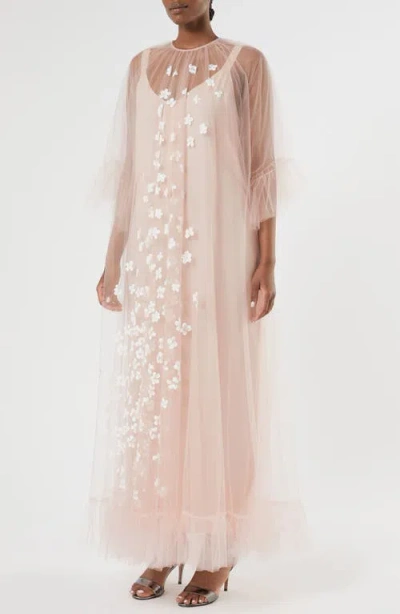 Marina Rinaldi Ecalante Sheer Maxi Dress In Pink