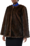 Marina Rinaldi Eccesso Faux Fur Coat In Brown