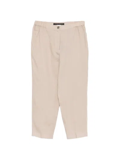 Marina Rinaldi Elasticated-waistband Trousers In Neutral