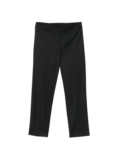 Marina Rinaldi Elasticated-waistband Pressed-crease Trousers In Black