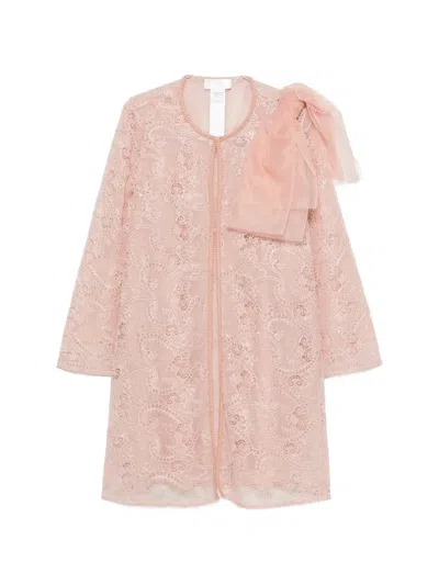 Marina Rinaldi Elfi Bow-detail Lace Coat In Pink