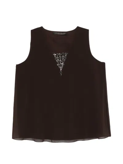 Marina Rinaldi Embellished Blouse In Brown