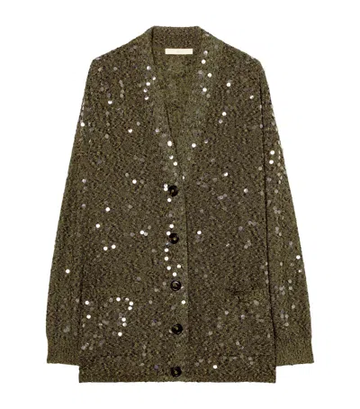 Marina Rinaldi Embellished Cardigan In Green