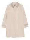 Marina Rinaldi Embellished-cuff Wool Coat In Neutral