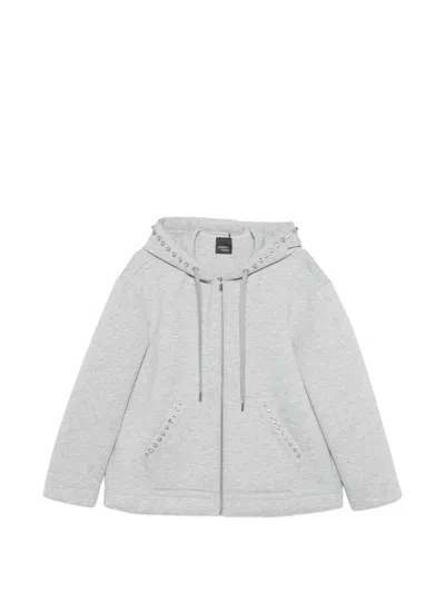 Marina Rinaldi Embellished Hooded Jacket In Gray