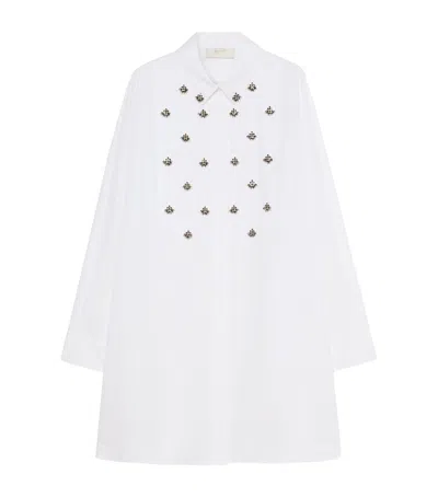 Marina Rinaldi Embellished Longline Shirt In White