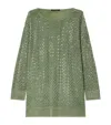 Marina Rinaldi Embellished Rhinestone Sweater In Green