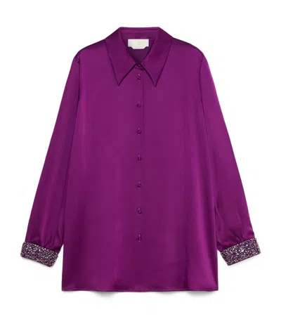 Marina Rinaldi Embellished Shirt In Purple
