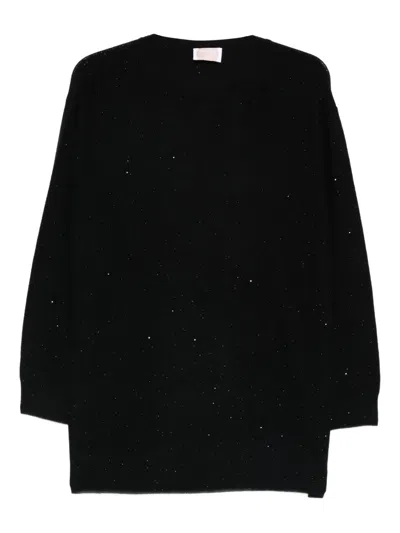 Marina Rinaldi Embellished Sweater In Black