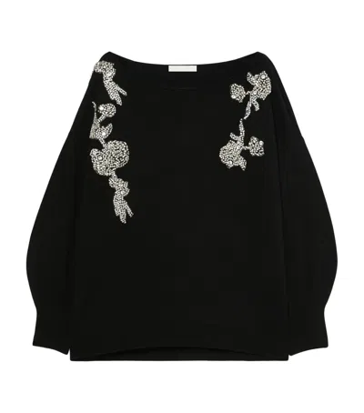 Marina Rinaldi Embellished Sweater In Black
