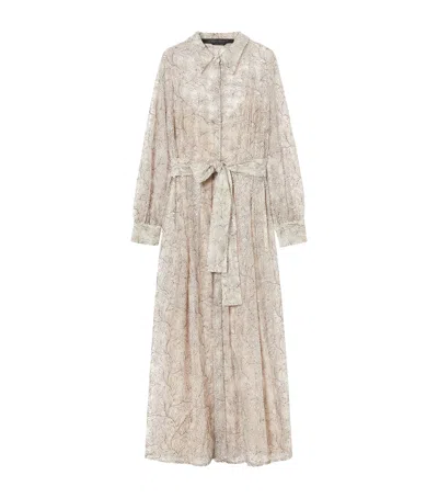 Marina Rinaldi Embellished Tie-waist Midi Dress In Nude