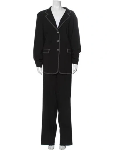 Pre-owned Marina Rinaldi Embroidered Accent Pantsuit In Black