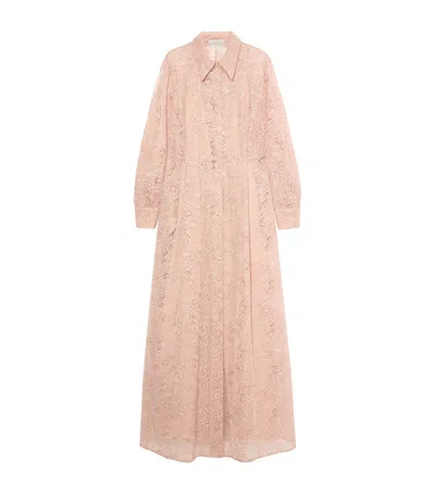 Marina Rinaldi Embroidered Maxi Shirt Dress In Pink