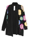 Marina Rinaldi Embroidery-floral Open-front Cardigan In Black