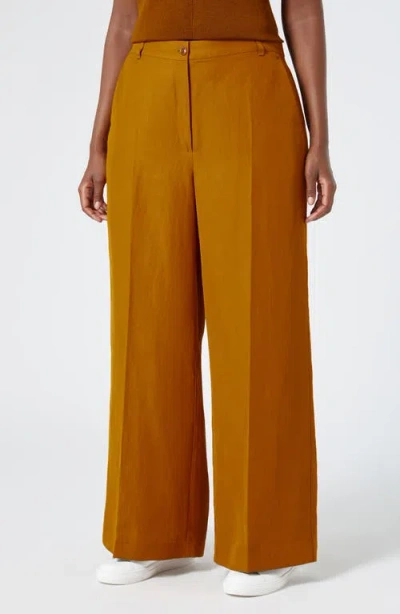 Marina Rinaldi Enigma Wide Leg Pants In Brown Orange