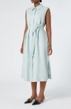 Marina Rinaldi Esedra Sleeveless Linen Shirtdress In Sage Green