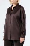 Marina Rinaldi Euro Satin Shirt In Brown