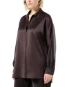 Marina Rinaldi Euro Satin Shirt In Brown