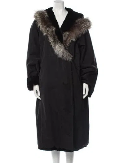 Pre-owned Marina Rinaldi Faux Fur Coat In Black