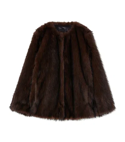 Marina Rinaldi Faux Fur Coat In Brown