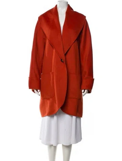 Pre-owned Marina Rinaldi Faux Fur Coat In Orange