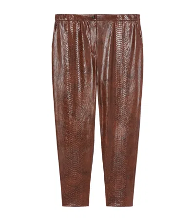 Marina Rinaldi Faux Snakeskin Belford Trousers In Brown