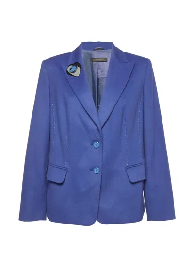 Pre-owned Marina Rinaldi Felt Single-breasted Blazer In Blue