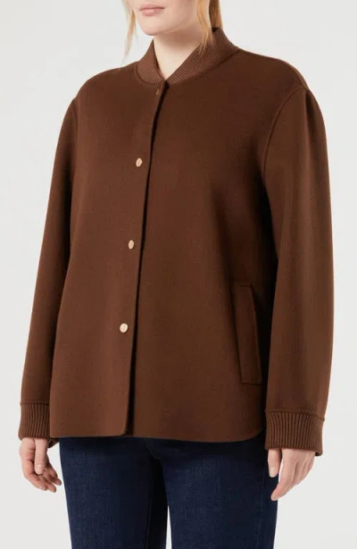 Marina Rinaldi Fertile Wool Blend Short Coat In Brown