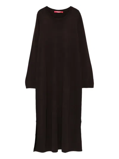Marina Rinaldi Fine-knit Midi Dress In Brown